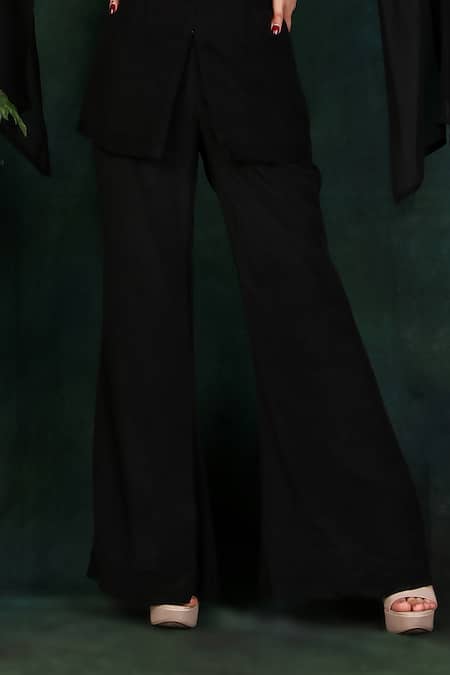 Shop Nidhi Kejriwal Black Crepe, Georgette Sequins Round Neck Hand Embroidered Corset And Palazzo Set Online at Aza Fashions Shop_Nidhi Kejriwal_Black Crepe, Georgette Sequins Round Neck Hand Embroidered Corset And Palazzo Set _Online_at_Aza_Fashions