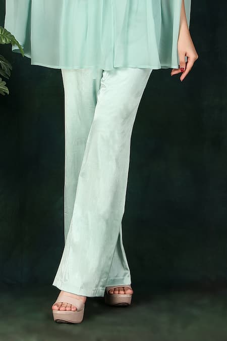 Buy Nidhi Kejriwal Blue Satin, Organza, Modal, Lycra, Georgette Hand Embroidered Cape Palazzo Set Online at Aza Fashions Buy_Nidhi Kejriwal_Blue Satin, Organza, Modal, Lycra, Georgette Hand Embroidered Cape Palazzo Set _Online_at_Aza_Fashions