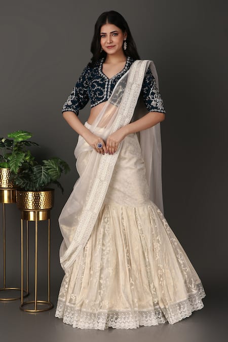 Nidhi Kejriwal Border Embroidered Pre-Draped Lehenga Saree With Blouse 