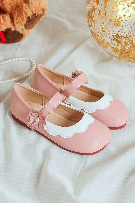 Ninobello_Pink Flower Embroidered Bellies _Online_at_Aza_Fashions