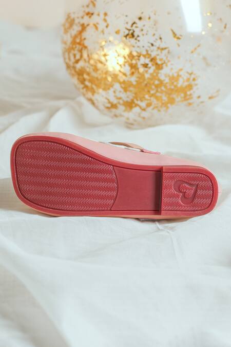 Ninobello_Pink Flower Embroidered Bellies _at_Aza_Fashions