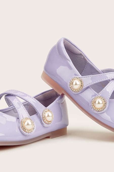 Ninobello_Purple Pearl Embellished Bellies _Online_at_Aza_Fashions