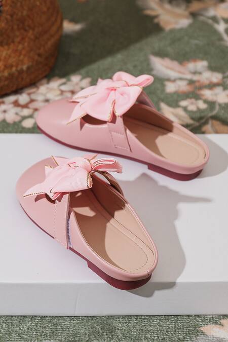 Buy_Ninobello_Pink Fancy Bow Embellished Mules_Online_at_Aza_Fashions