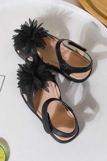 Ninobello_Black Fabric Flowers Embellished Sandals_Online_at_Aza_Fashions