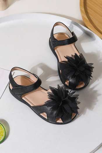 Shop_Ninobello_Black Fabric Flowers Embellished Sandals_Online_at_Aza_Fashions