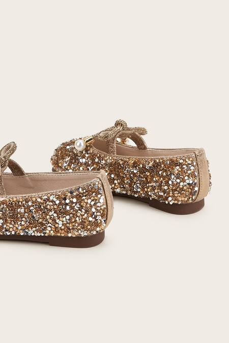 Ninobello Gold Dazzling Glitter Embellished Bellies Online at Aza Fashions Ninobello_Gold Dazzling Glitter Embellished Bellies_Online_at_Aza_Fashions