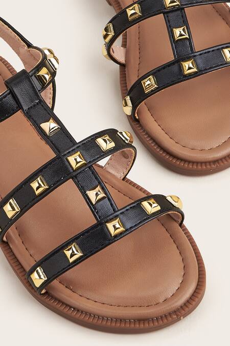 Buy Ninobello Black Studs Metallic Strap Studded Sandals Online at Aza Fashions Buy_Ninobello_Black Studs Metallic Strap Studded Sandals_Online_at_Aza_Fashions