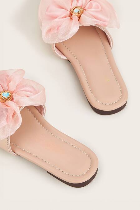 Buy_Ninobello_Pink Flower Embellished Slippers_Online_at_Aza_Fashions