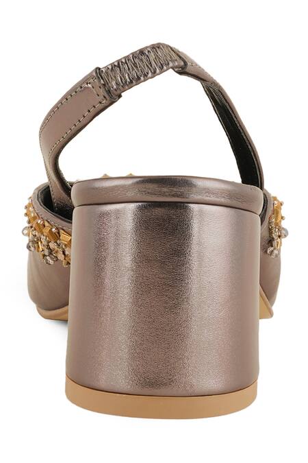 Shilpsutra_Black Applique G Metal Alabastor Embellished Heels _Online_at_Aza_Fashions