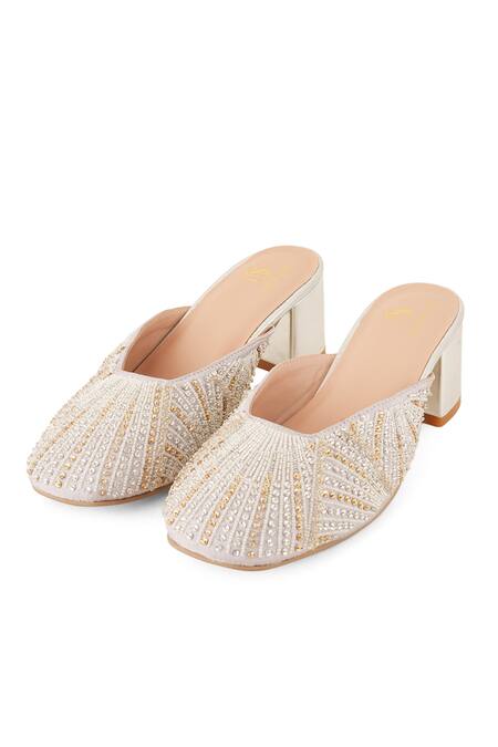 Shilpsutra Pewter Wrangle Bead Embellished Heels 