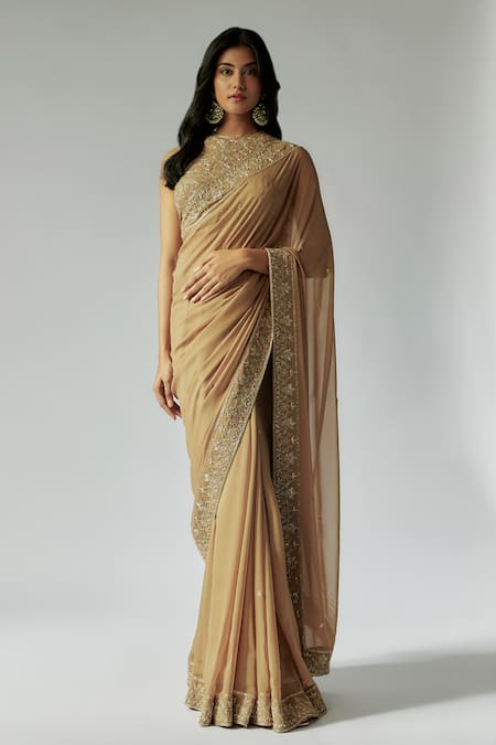 MAISOLOS Embroidered Border Saree With Blouse 