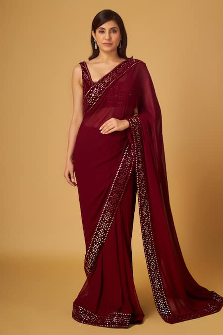 MAISOLOS Florin Abla Embroidered Border Saree With Blouse 