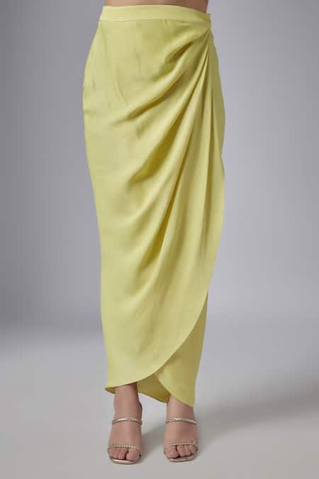 Buy Maisolos Yellow Organza, Crepe, Satin Bloom Meadow Embroidered Jacket With Draped Skirt Online at Aza Fashions Buy_Maisolos_Yellow Organza, Crepe, Satin Bloom Meadow Embroidered Jacket With Draped Skirt_Online_at_Aza_Fashions