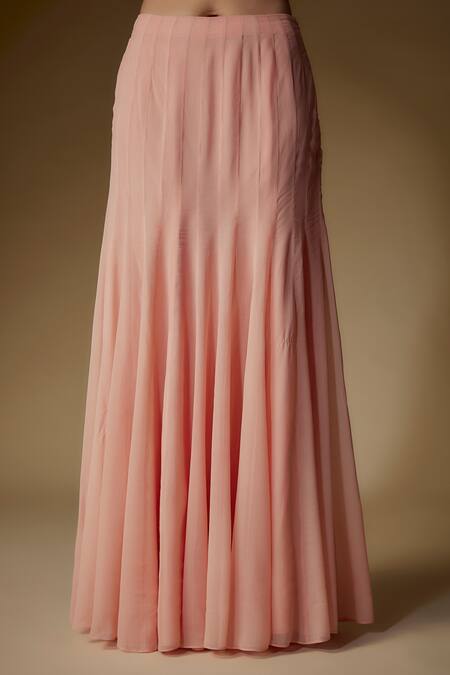 Maisolos Peach Georgette, Organza Embroidery, Sequins Collared Floral Jacket Skirt Set Online at Aza Fashions Maisolos_Peach Georgette, Organza Embroidery, Sequins Collared Floral Jacket Skirt Set_Online_at_Aza_Fashions