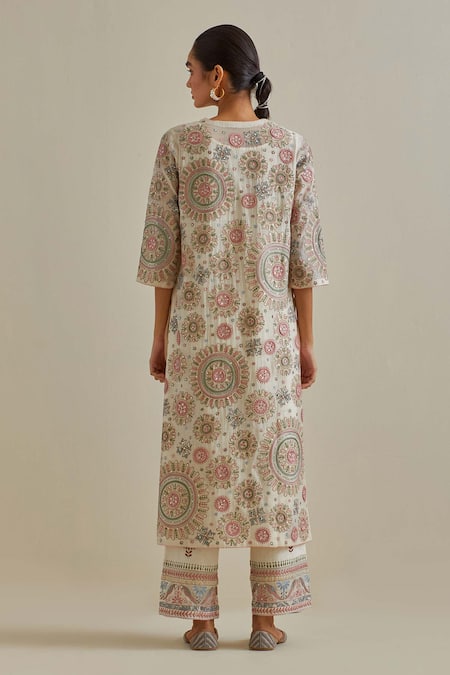 Kora Patchwork Straight Kurta Pant Set 