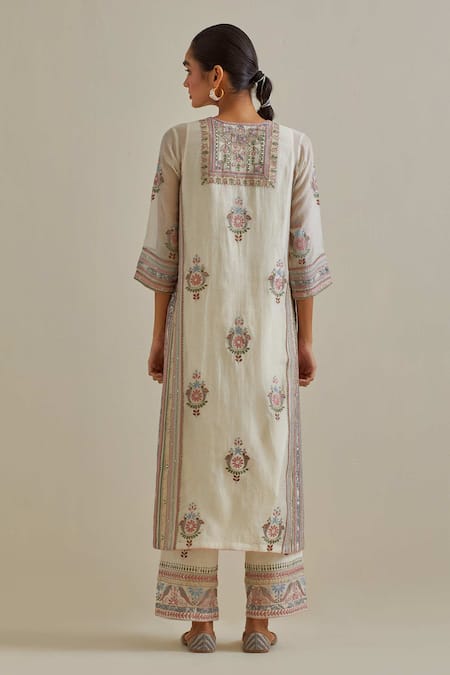 Shop Kora Pink Cotton, Chanderi Mirrors, Sequins, Tassels Patchwork Straight Kurta Set at Aza Fashions Shop_Kora_Pink Cotton, Chanderi Mirrors, Sequins, Tassels Patchwork Straight Kurta Set _at_Aza_Fashions