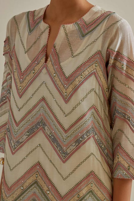 Kora Pink Cotton, Cotton, Embroidery, Patchwork Straight Kurta Set at Aza Fashions Kora_Pink Cotton, Cotton, Embroidery, Patchwork Straight Kurta Set _at_Aza_Fashions