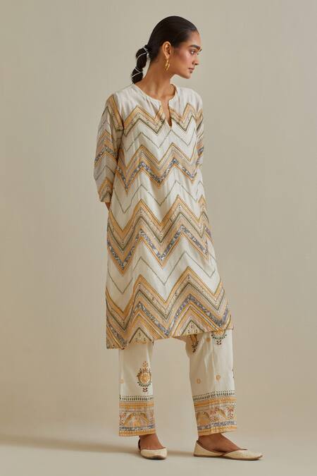 Buy Kora Yellow Cotton, Chanderi Sequins, Embroidered A-line Kurta Set With Dupatta Online at Aza Fashions Buy_Kora_Yellow Cotton, Chanderi Sequins, Embroidered A-line Kurta Set With Dupatta _Online_at_Aza_Fashions