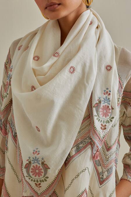 Buy Kora Pink Cotton, Chanderi Tassels, Embroidery, Patchwork A-line Kurta Pant Set Buy_Kora_Pink Cotton, Chanderi Tassels, Embroidery, Patchwork A-line Kurta Pant Set