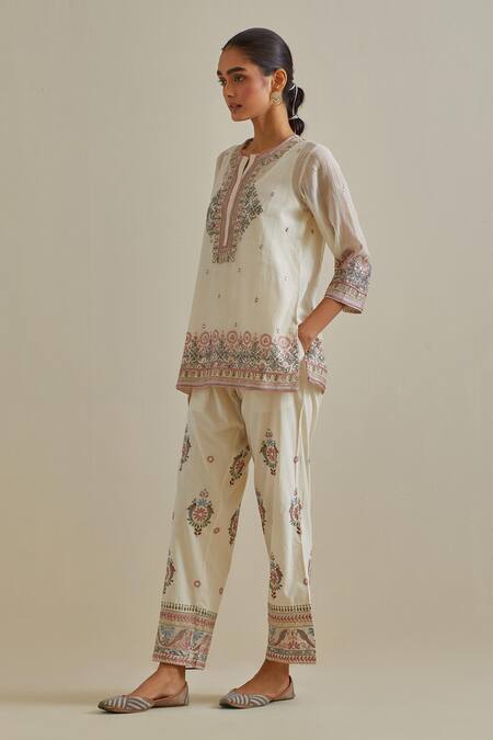 Buy Kora Pink Chanderi , Sequins, Mirrors Patchwork Short Top And Pant Set Online at Aza Fashions Buy_Kora_Pink Chanderi , Sequins, Mirrors Patchwork Short Top And Pant Set _Online_at_Aza_Fashions