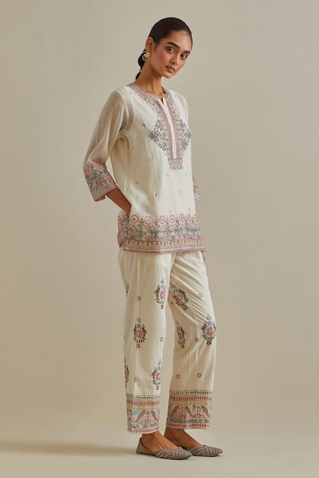 Shop Kora Pink Chanderi , Sequins, Mirrors Patchwork Short Top And Pant Set Online at Aza Fashions Shop_Kora_Pink Chanderi , Sequins, Mirrors Patchwork Short Top And Pant Set _Online_at_Aza_Fashions