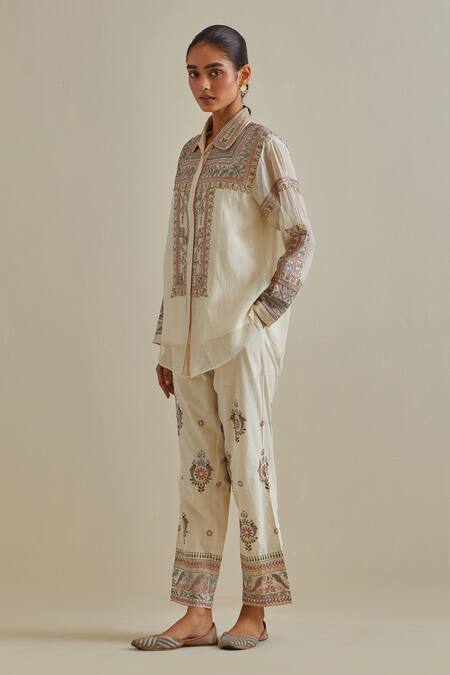 Buy Kora Pink Cotton, Chanderi Sequins, Embroidery, Mirrors Patchwork Shirt And Pant Set Online at Aza Fashions Buy_Kora_Pink Cotton, Chanderi Sequins, Embroidery, Mirrors Patchwork Shirt And Pant Set _Online_at_Aza_Fashions