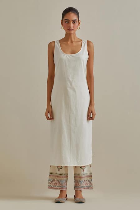 Kora Pink Cotton, Chanderi Mirrors, Sequins, Tassels Split Work Straight Kurta Set Online at Aza Fashions Kora_Pink Cotton, Chanderi Mirrors, Sequins, Tassels Split Work Straight Kurta Set _Online_at_Aza_Fashions