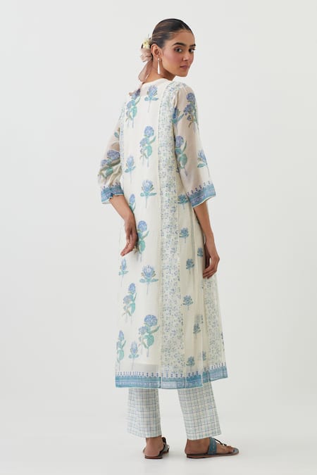 Upavita Floret Print Straight Kurta Pant Set 