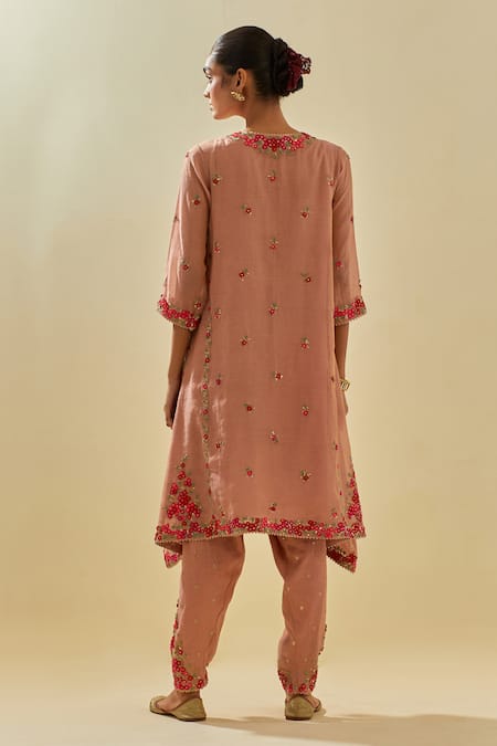 Shop Kora Pink Silk Organza, Cotton, Tissue, Applique Embellished Kalidar Salwar Set at Aza Fashions Shop_Kora_Pink Silk Organza, Cotton, Tissue, Applique Embellished Kalidar Salwar Set _at_Aza_Fashions