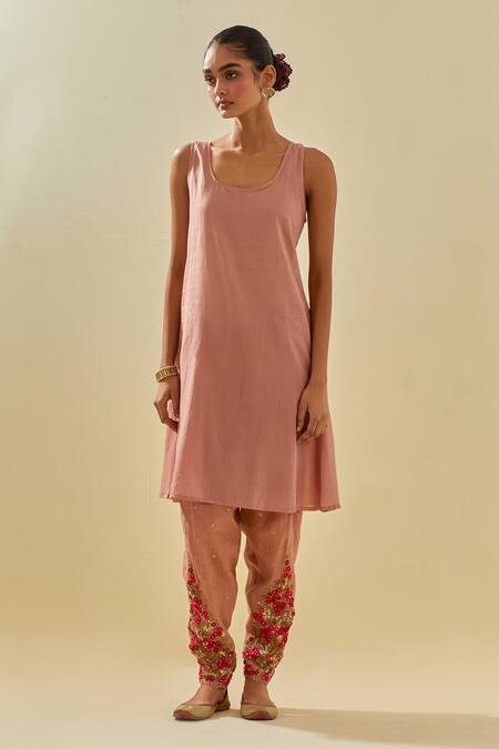 Kora Pink Silk Organza, Cotton, Tissue, Applique Embellished Kalidar Salwar Set Online at Aza Fashions Kora_Pink Silk Organza, Cotton, Tissue, Applique Embellished Kalidar Salwar Set _Online_at_Aza_Fashions