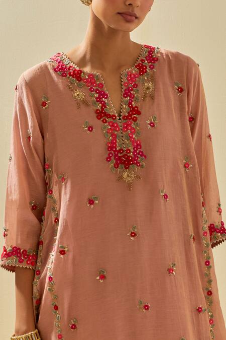 Buy Kora Pink Silk Organza, Cotton, Tissue, Applique Embellished Kalidar Salwar Set Online at Aza Fashions Buy_Kora_Pink Silk Organza, Cotton, Tissue, Applique Embellished Kalidar Salwar Set _Online_at_Aza_Fashions