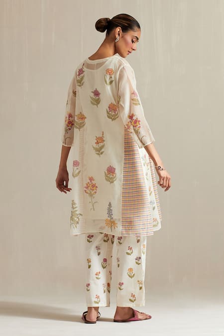 Upavita Floral Hand Block Print Short Anarkali Set 