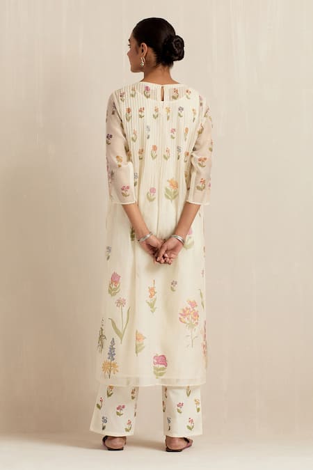 Upavita Floral Hand Block Print Kurta Pant Set 