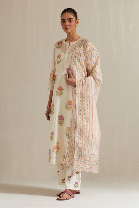 Upavita Floral Hand Block Print Kurta Set 