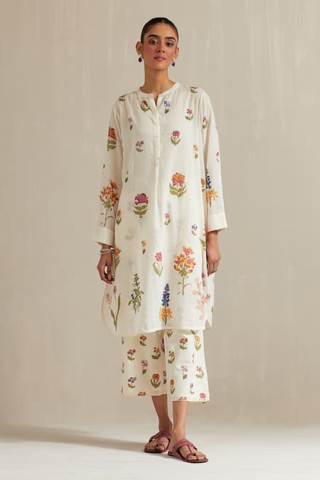 Upavita Floral Hand Block Print Kurta With Pant 