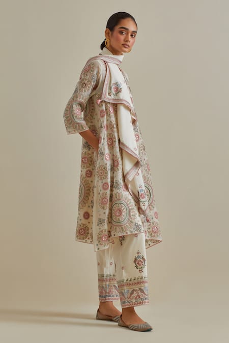 KORA Patchwork A-Line Kurta Pant Set 