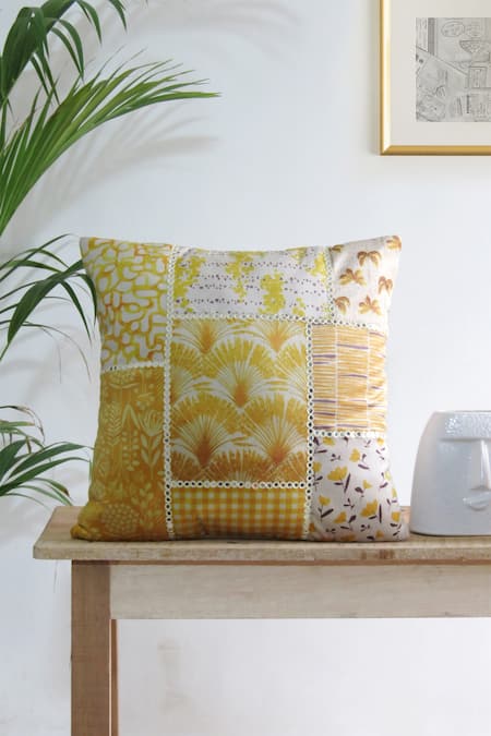 Buy_Mid July Home_Multi Color Velvet Chevron, Embroidered And Printed Cushion Cover - Set Of 5_Online_at_Aza_Fashions