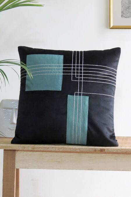 Buy Mid July Home Black Velvet Thread, Dark Fantasy Embroidered Cushion Covers - Set Of 5 Online at Aza Fashions Buy_Mid July Home_Black Velvet Thread, Dark Fantasy Embroidered Cushion Covers - Set Of 5_Online_at_Aza_Fashions