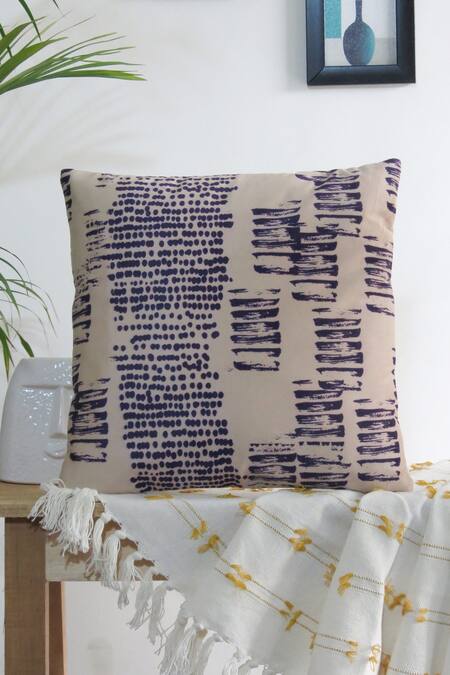 Shop Mid July Home White Velvet Hornbill Bird, Printed Tie-dye Inspired Cushion Covers - Set Of 3 Online at Aza Fashions Shop_Mid July Home_White Velvet Hornbill Bird, Printed Tie-dye Inspired Cushion Covers - Set Of 3_Online_at_Aza_Fashions