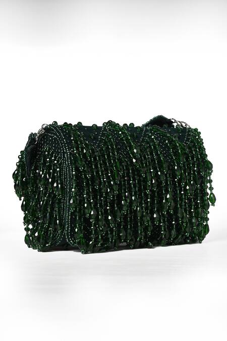 House Of Webhin Green Crystals Jade Elegance Bag Online at Aza Fashions House Of Webhin_Green Crystals Jade Elegance Bag _Online_at_Aza_Fashions