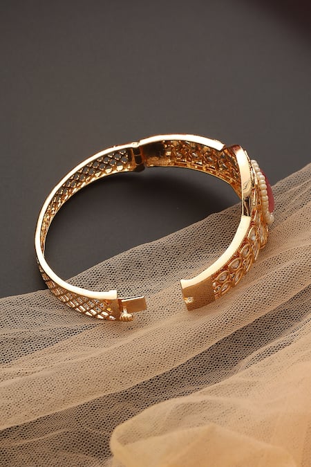 Shop_Swabhimann_Pink Crystals Kundan Embellished Bracelet _Online_at_Aza_Fashions