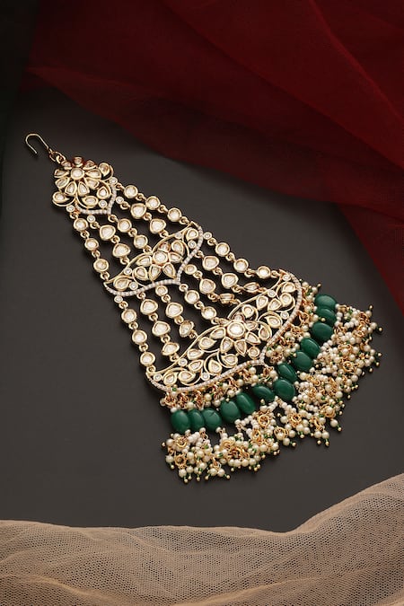 Shop_Swabhimann_Green Floral Cutwork Embellished Passa _at_Aza_Fashions