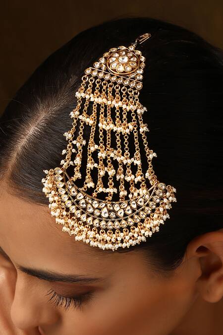 Buy_Swabhimann_Gold Plated Layered Polki Work Passa _Online_at_Aza_Fashions