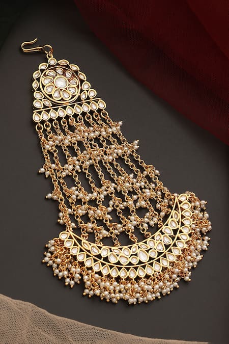 Shop_Swabhimann_Gold Plated Layered Polki Work Passa _at_Aza_Fashions