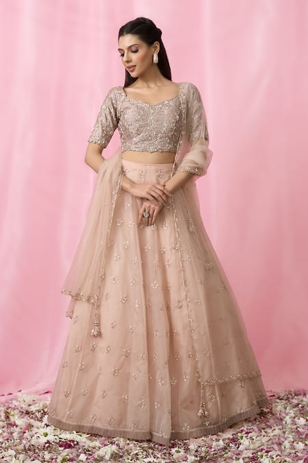 Aariyana Couture Gold Silk, Organza, Net Pearls, Sequins, Leaf Embroidered Lehenga Blouse Set Online at Aza Fashions Aariyana Couture_Gold Silk, Organza, Net Pearls, Sequins, Leaf Embroidered Lehenga Blouse Set _Online_at_Aza_Fashions