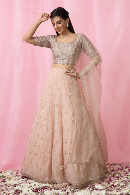 Buy Aariyana Couture Gold Silk, Organza, Net Pearls, Sequins, Leaf Embroidered Lehenga Blouse Set Online at Aza Fashions Buy_Aariyana Couture_Gold Silk, Organza, Net Pearls, Sequins, Leaf Embroidered Lehenga Blouse Set _Online_at_Aza_Fashions