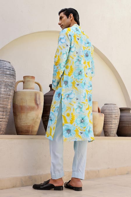 Chrkha Floral Print Straight Kurta With Pant 