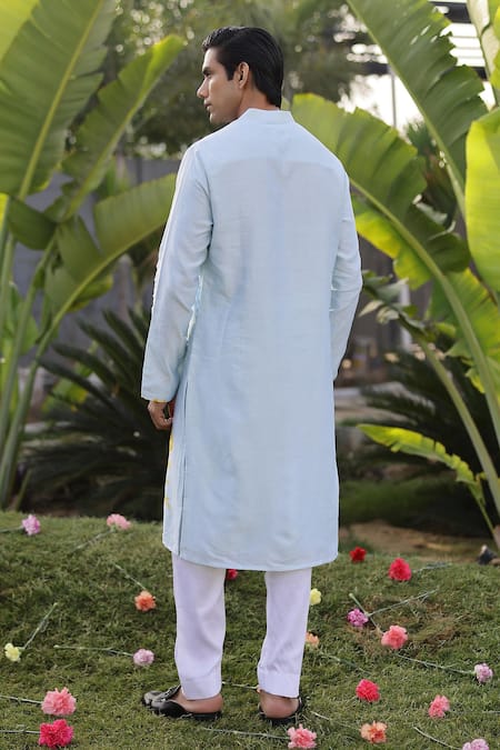 Chrkha Floral Print Straight Kurta With Solid Pant 