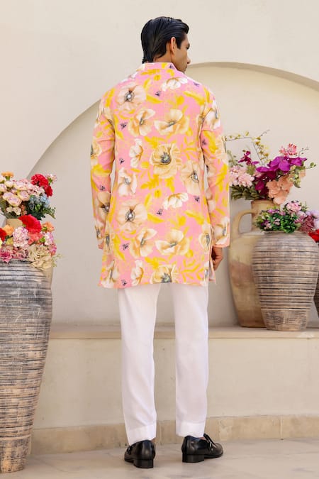 Chrkha Floral Print Short Kurta & Pant Set 