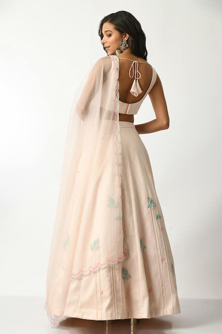 Salt And Spring Flower Embroidered Lehenga Set 